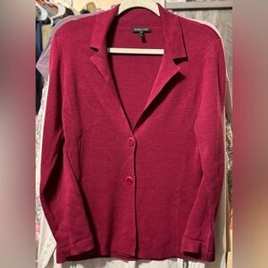 Eileen Fisher Cotton and Silk blend Burgundy Red Cardigan